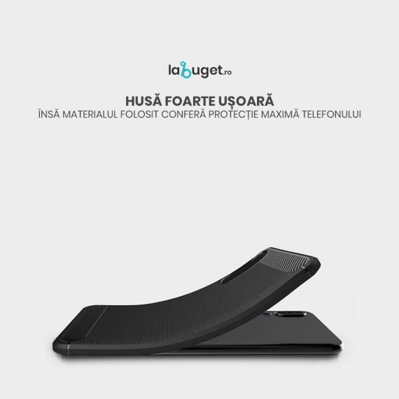 Husa Huawei Mate 10 Lite din silicon dur ce imita fibra de carbon mata