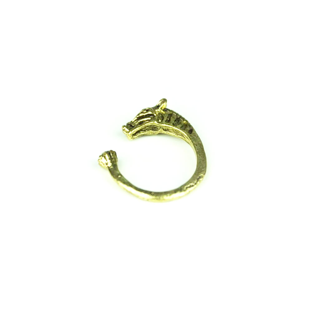 Inel auriu pentru femei cu aspect de ponei cu insertii albe din policarbonat