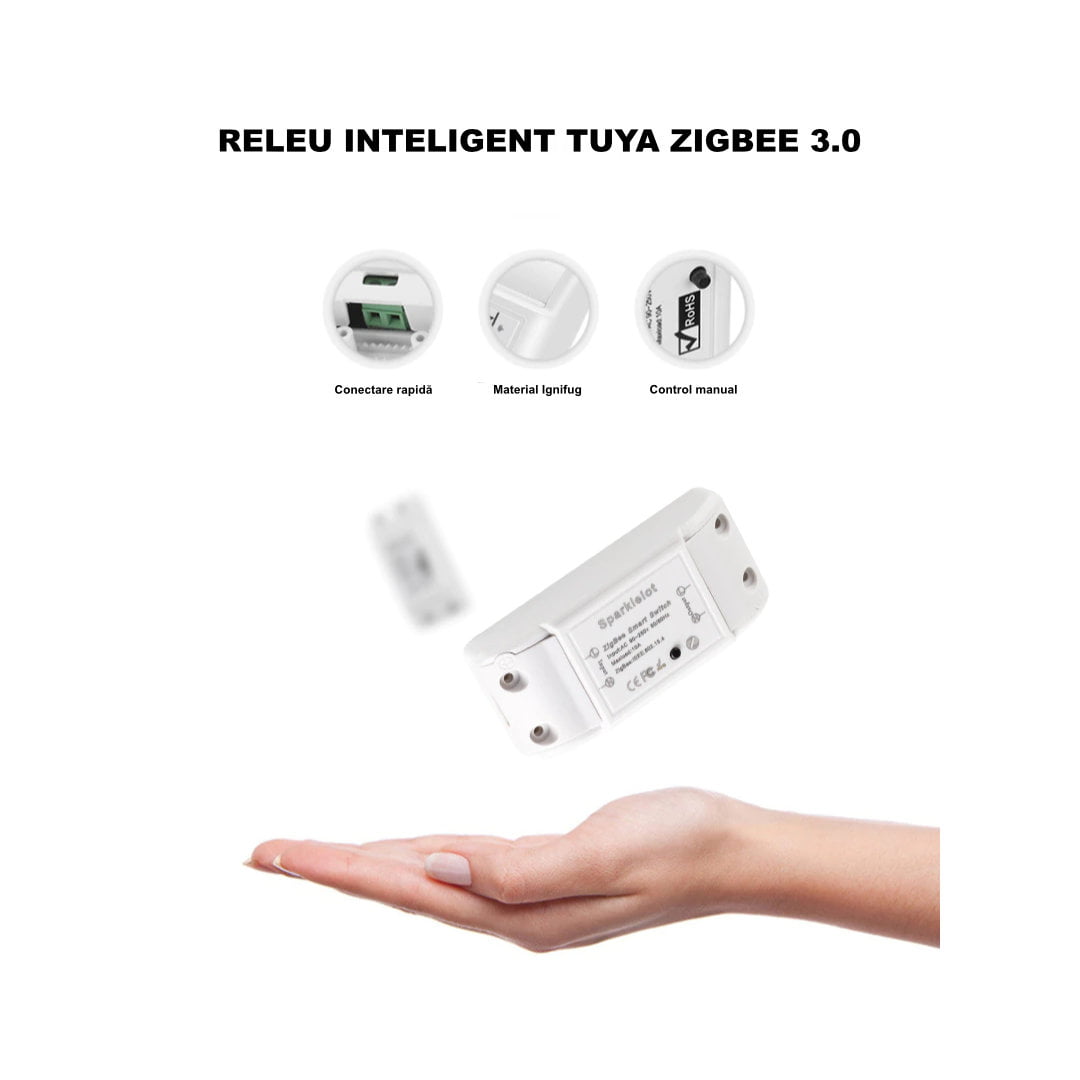 Releu Smart Zigbee 3.0 Tuya, Home Assistant 220V 10A Max